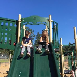 Students learning on playground